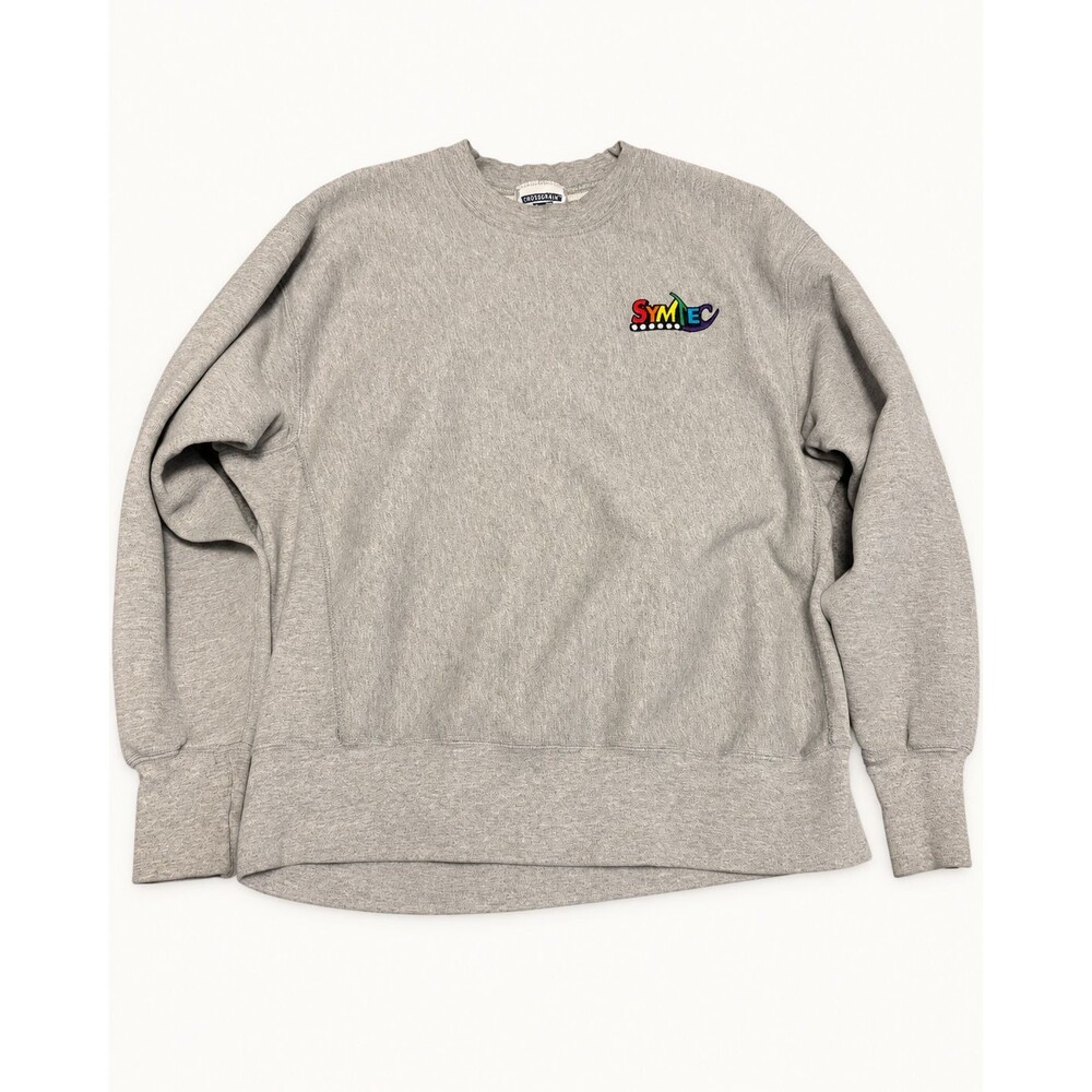Lee Crossgrain Sweatshirt XL Gray SYMTEC Embroidered Logo Crewneck Cotton Blend